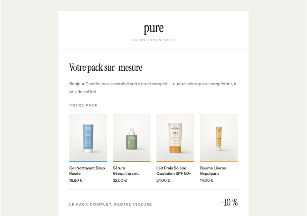 Packs personnalisés par client