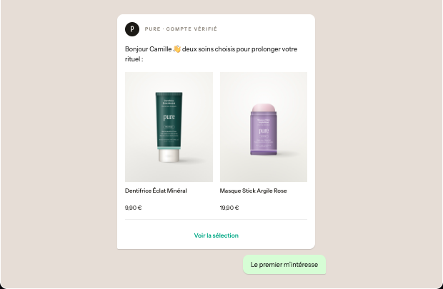 Recos produits sur WhatsApp